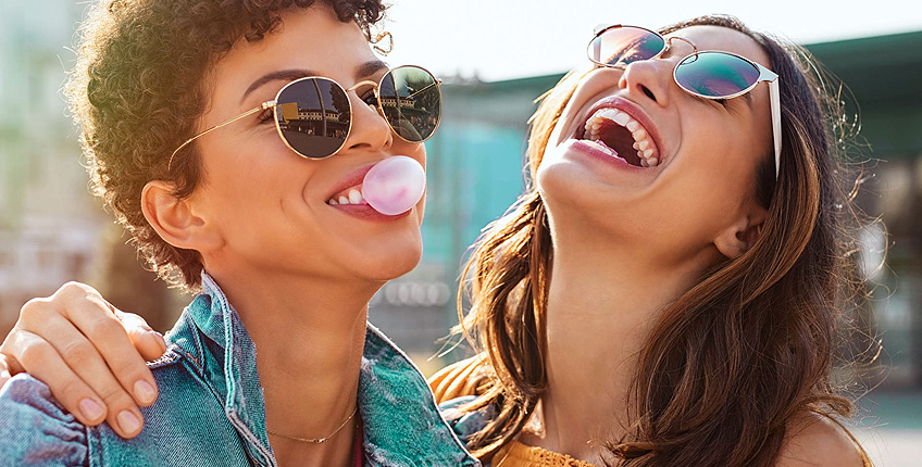 Two women smiling